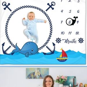 New baby milestone blanket nautical theme